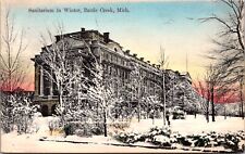 Hand Colored Postcard Sanitarium During the Winter in Battle Creek, Michigan picture