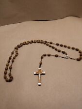 Vintage Rosary Wooden Jerusalem Long Beaded picture