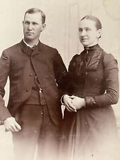 c.1890’s Antique Cabinet Card Man & Wife Portrait Galesburg ILL picture