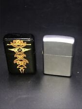 Zippo Silver Look F 2000 XVI Cigarette Lighter And Bud King Racing Gas Lighter picture