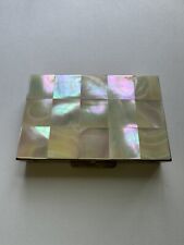 ANTIQUE MOTHER OF PEARL BRASS PILL BAR BOX WITH ORIGINAL INSERT AND TUBES picture