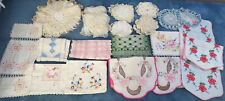 vintage Lot 50 hand-crochet DOILIES & 10 hand-embroidered RUNNERS fresh & clean picture