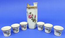 7pc Vintage Hand Painted Nikoniko Sake Set Japan EW Cups picture