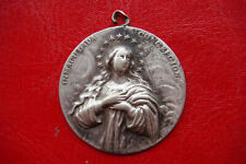 ANTIQUE BLESSED VIRGIN MARY IMMACULATE CONCEPTION BEAUTIFUL LARGE MEDAL PENDANT picture