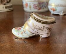 Limoges Circa 1880 France Hand Painted Porcelain Shoe Trinket Box picture
