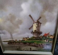 Vintage H&R company hand painted tile picture
