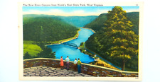 Hawk's Nest New River Canyon Postcard Vintage Linen West Virginia Park Nature picture