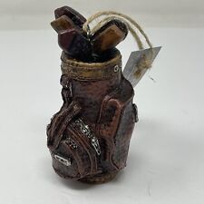New Golf Bag Golf Clubs Christmas Ornament 4.5” Tall Brown Resin  *+^ picture