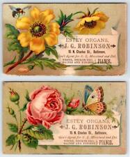 1880's SET/2 BALTIMORE MD J G ROBINSON ESTEY ORGANS PIANOS VICTORIAN TRADE CARDS picture