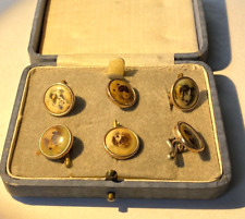 6x antique buttons gilded brass different DOGS BOXED superb picture
