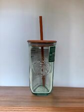 NEW Starbucks Recycled Glass Triangle Bottom Cold Cup Tumbler 16 oz Grande picture