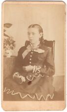 CIRCA 1880s CDV J. PARKER JR TEENAGE GIRL IN BLACK DRESS CLAREMONT NEW HAMPSHIRE picture