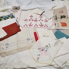 Antique/Vintage Lot Linens Napkins Tabletoppers Ect. Handwork Various Styles picture