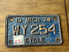 Vintage Antique 1974 Michigan Motorcycle License Plate   T-1043 picture