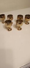 Antique Carved Brass Miniature Brandy/ Wine Goblets Set Of 6 picture