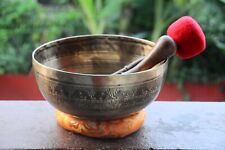 12 Inches Spiritual Healing Special Flower of Life Carved singing bowl -Handmade picture