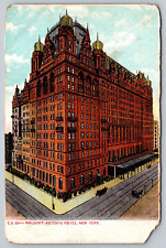  Early 1900 Waldorf Astoria Hotel New York Glitter Poatcard Horse Carriage  picture