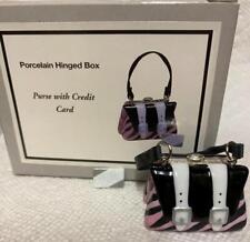 Porcelain Hinged Box Pink Zebra Print Purse with Credit Card Trinket Midwest PHB picture