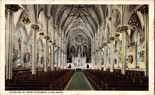 postcard Antique Posted 1917 Interior St Mary's Church Lynn Massachusetts B1 picture