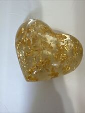 Vintage Acrylic With Gold Flakes Heart Shaped Paperweight picture