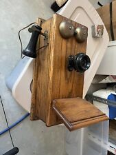 Early Antique Hand Crank Wood Box Wall-Phone ~ Vintage Oak Telephone picture