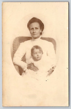 Original Old Vintage Antique Postcard Oval Photo Family Lady Dress Baby Chair picture