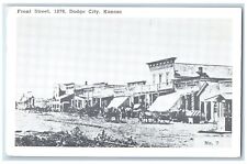 c1920's Front Street 1878 Dirt Road Horse Carriage Dodge City Kansas KS Postcard picture