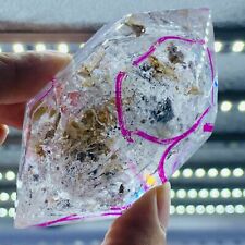 Very large Herkimer Diamond Enhydro Quartz Crystal & Many mobile carbon crystals picture
