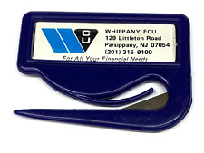 Vintage 80’s Plastic Metal Blade Letter Opener Blue Whippany FCU Parsippany NJ picture