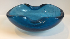 MCM Murano Blue Bullicante Controlled Bubble Art Glass Bowl Ashtray 6.5