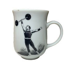 Vintage Small 12oz. Mustache Guard Mug Barbell Weightlifter Boxing Japan 8326 picture