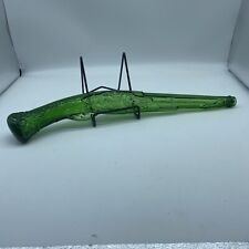 Vintage Green Glass Gun Rifle Decanter Bottle With Cork picture