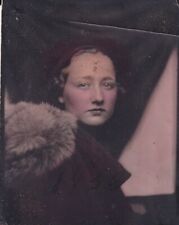 c.1930s Vintage Photograph Woman Fur Lined Coat Glamour Elegant Small Photograph picture