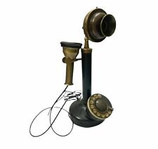 Vintage Antique Brass Candle Stick Telephone Rotary Dial Working Telephone picture