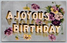 Postcard A Joyous Birthday Greeting  Wrapped In A Floral Vine VTG 1910  H18 picture