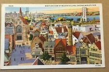  1934 USED .01 LINEN PC BIRDS EYE VIEW BELGIAN VILLAGE, CHICAGO WORLD'S FAIR, IL picture