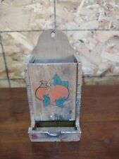 Vintage Folk Art MCM Wood Kitchen Matchbox Holder Burbank California picture