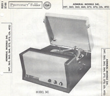 1958 ADMIRAL 341 347 Record Player Photofact MANUAL Phonograph Amp 362 363 364 picture