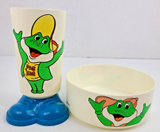 Vintage Dig 'Em Sugar Smacks 80s Kellogg's Cup and Bowl 1981 1983 Cereal Mascot picture