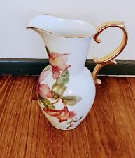 Antique Victorian Signed N. Ingle Porcelain Pitcher Decorated W/ Purple Orchids picture
