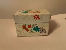 Vintage J Chen Metal Hinged Recipe Box Fruit Pineapple Berries MCM picture