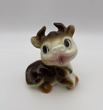 Vintage Anthropomorphic Kitschy Brown Cow Bull Ceramic Figurine 1960s Adorable picture