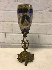 Vintage Antique European Porcelain & Gilt Metal Chalice Cup Vase Woman Dec. picture