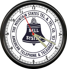 Retro Vintage Bell Telephone System Telegraph 1939 Black & White Sign Wall Clock picture