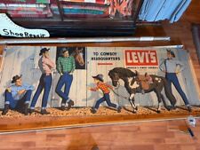 VTG Antique 1940s 1950s Levi's Store Ad Display Banner Poster BIG sign 8x3’ picture