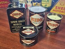 Vintage Veedol Oil and Grease Can Set, Gas, Sign,  picture