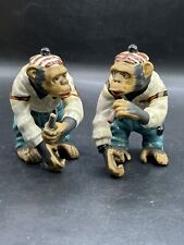 Vintage Rare Set  1950’s Japan Chimpanzee Monkey’s w/ cigar & Beer figurine 4572 picture