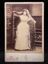 RARE CABINET CARD - CIRCUS SIDESHOW PERFORMER - LONG HAIRED BEAUTY BY PENTZ picture