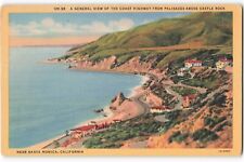 Postcard General View of The Coast Highway Castle Rock, Santa Monica CA VTG ME3. picture
