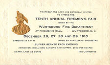 Invitation to Tenth Annual Firemen's Fair Wurtsboro Fire Department NY 1910 picture